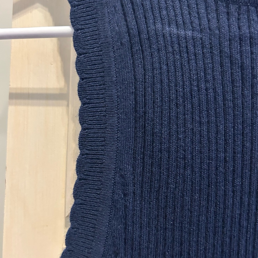 Zara Navy Ribbed Knit Top - Picture 3 of 4